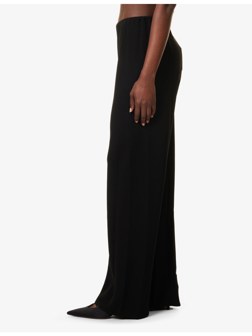 Elasticated-waistband straight-leg high-rise crepe trousers - 3