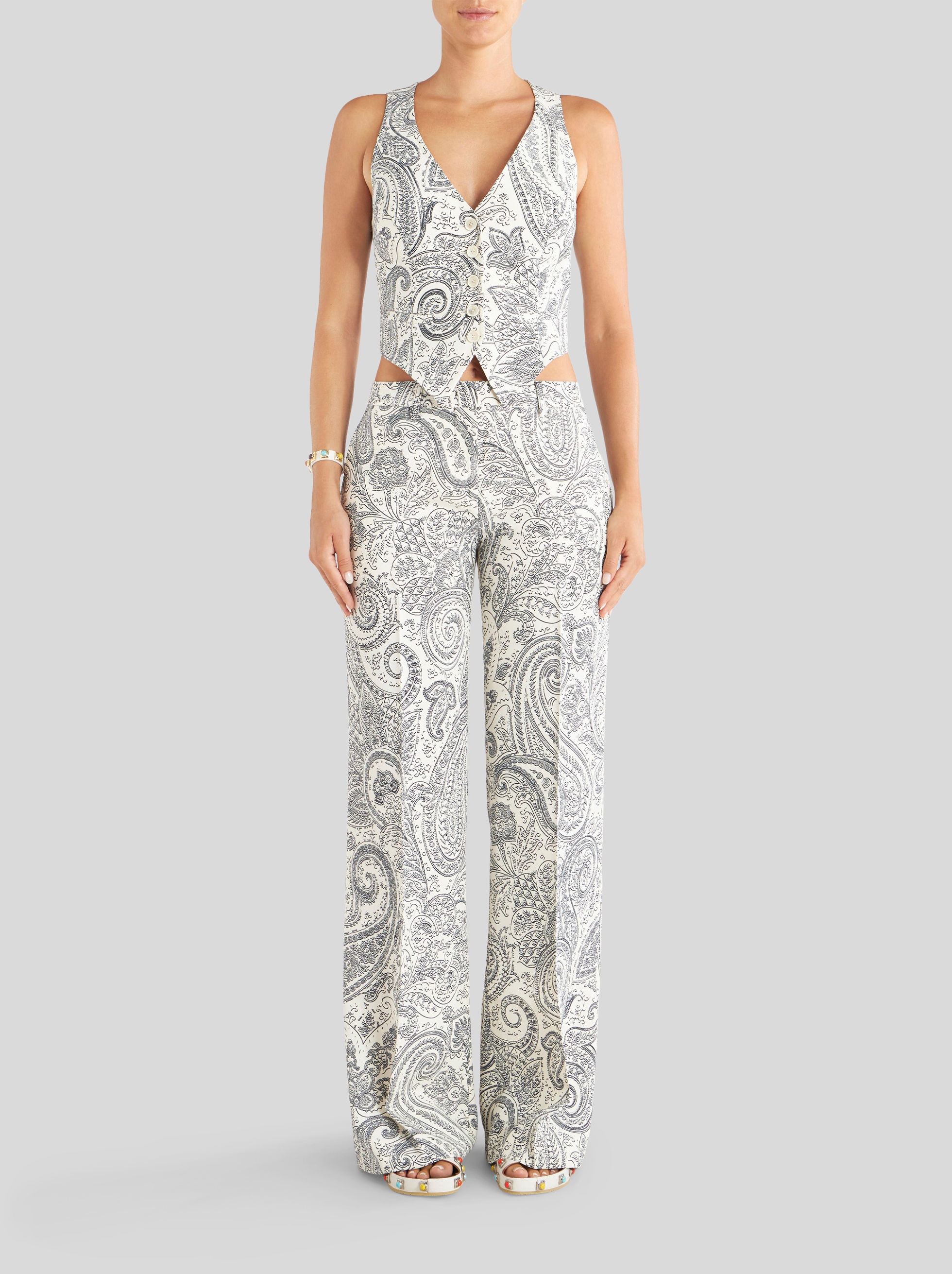PAISLEY PALAZZO TROUSERS - 3