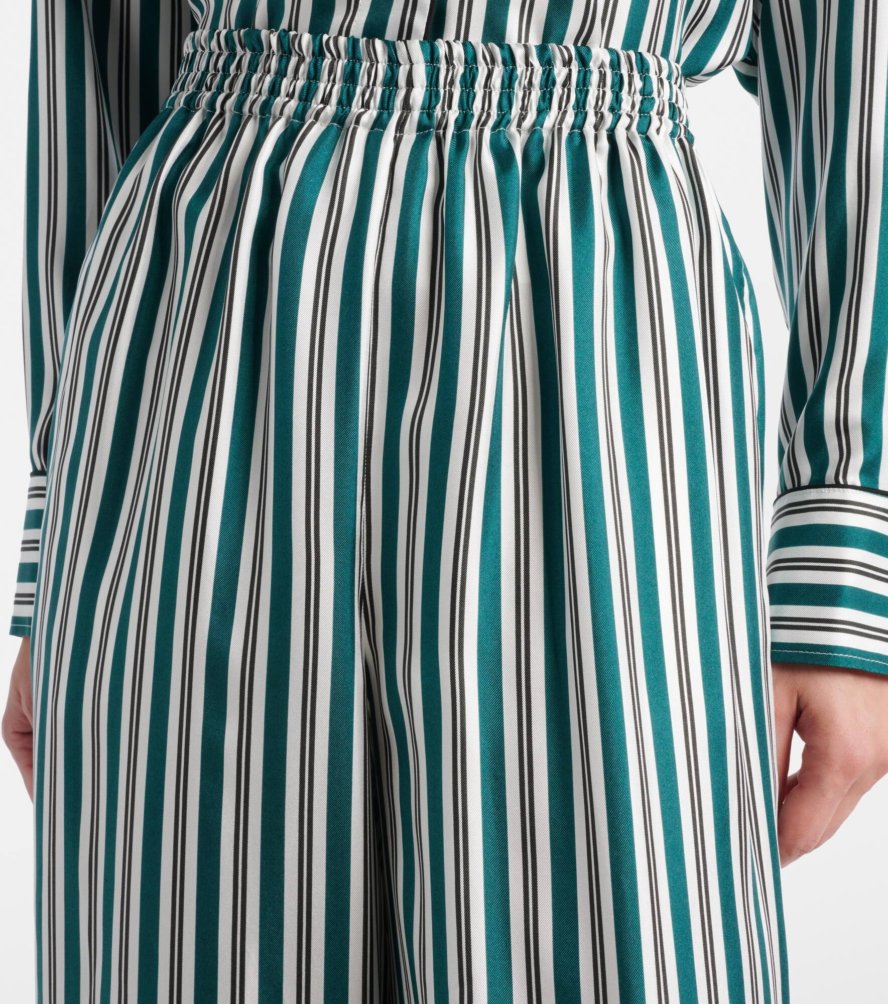 Ladino striped wide-leg silk twill pants - 4