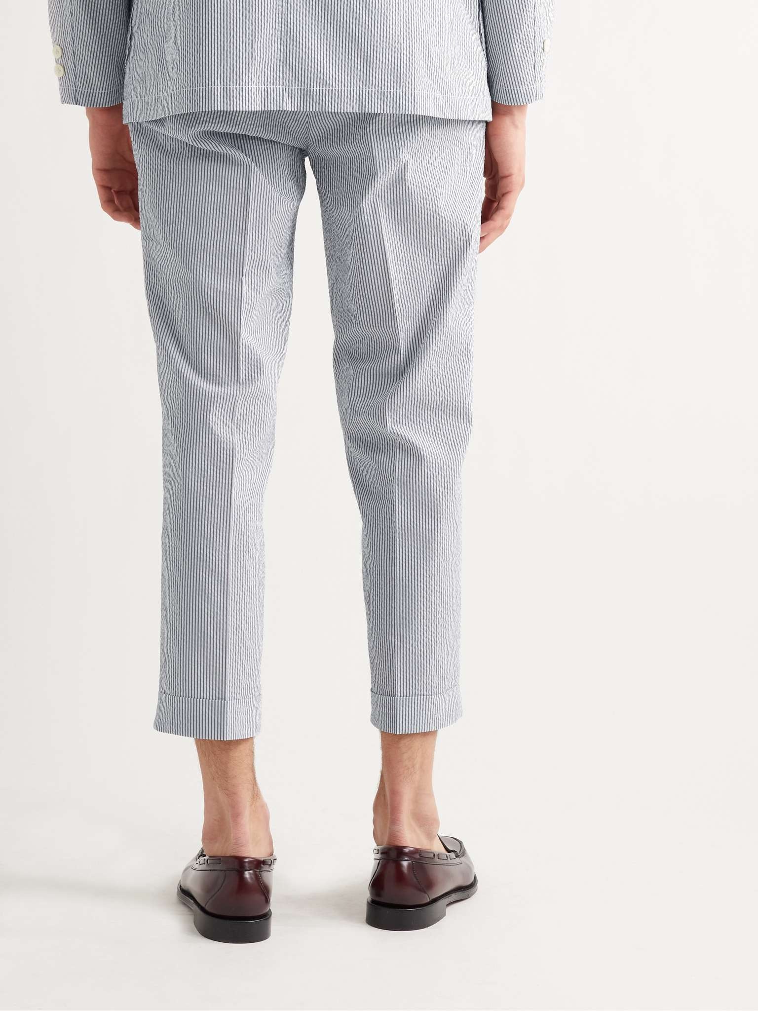 Ivy Slim-Fit Cropped Striped COOLMAX Seersucker Trousers - 4