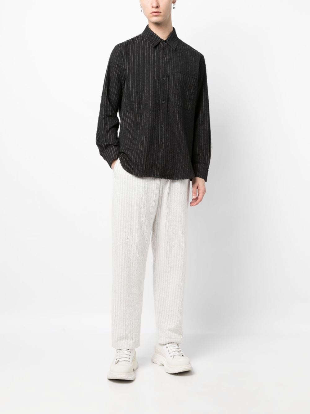 stripe-pattern cotton track pants - 2