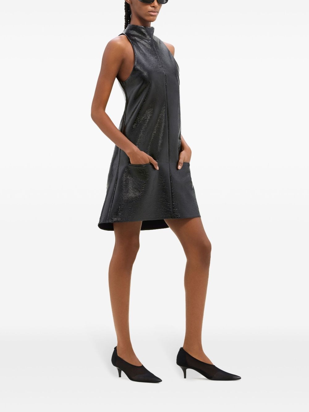 sleeveless vinyl a-line dress - 3