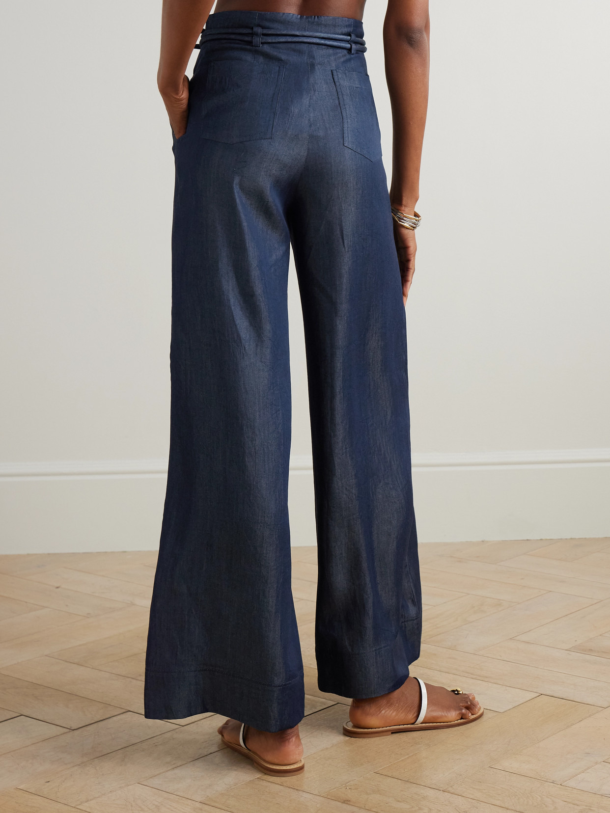 Belted Tencel Wide-leg Pants - 3