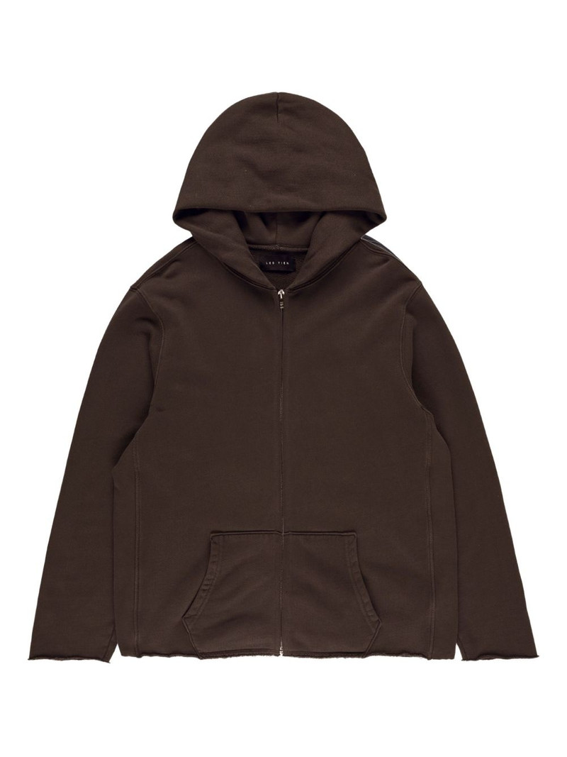 raw-edge zip-up hoodie 1