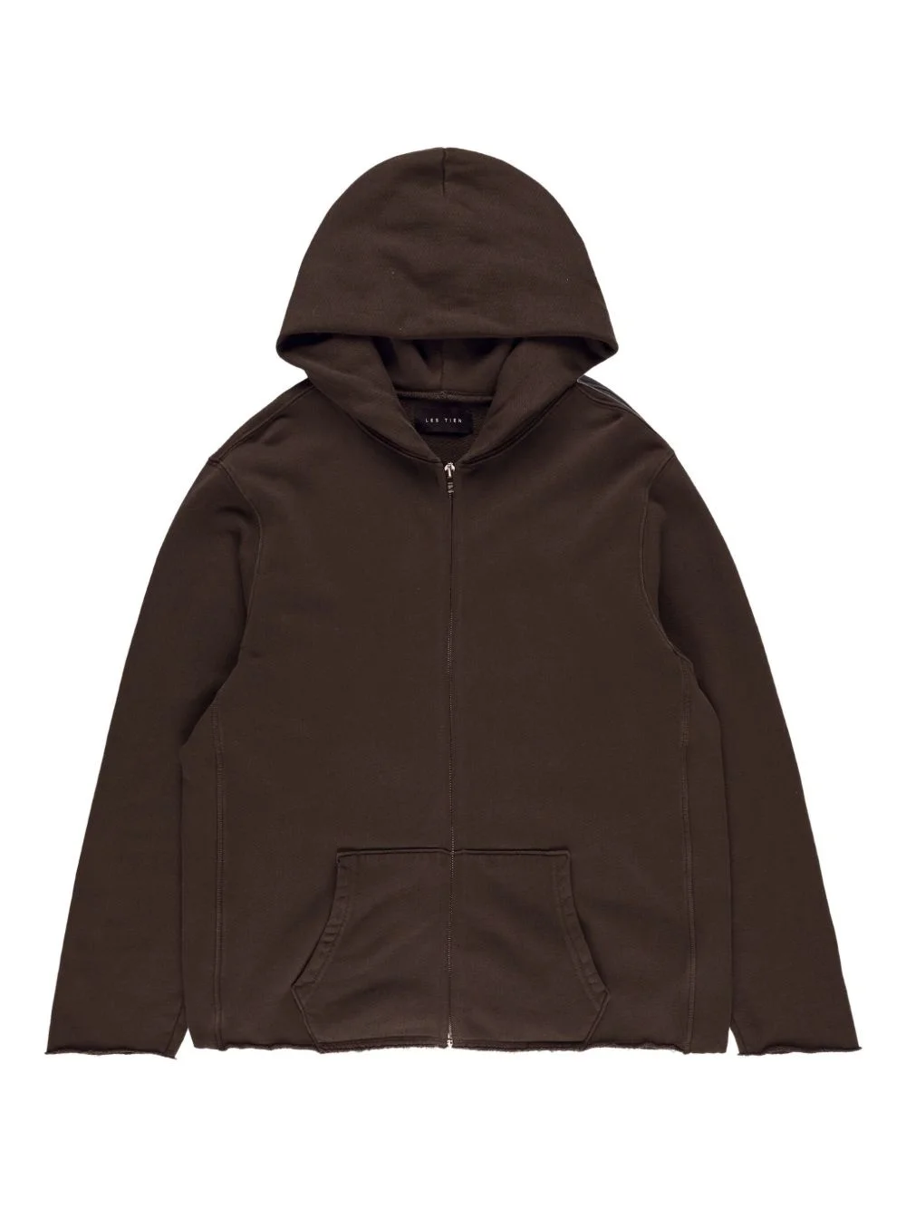 raw-edge zip-up hoodie - 1