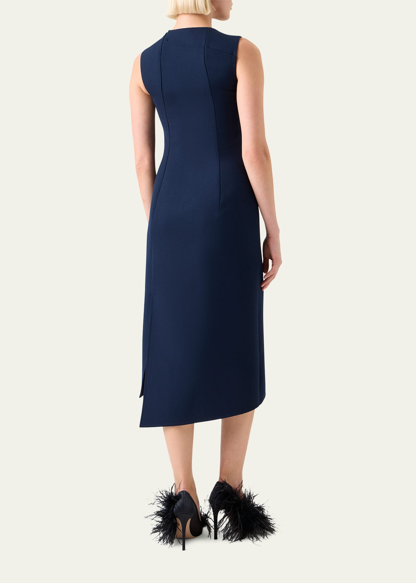 Asymmetric Double-Face Wool Midi Dress - 3