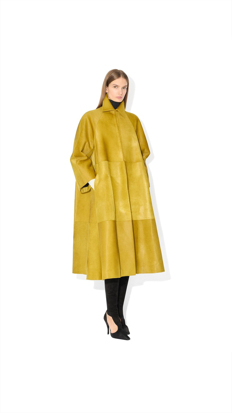 PONY CALFSKIN LONG A-LINE COAT 2