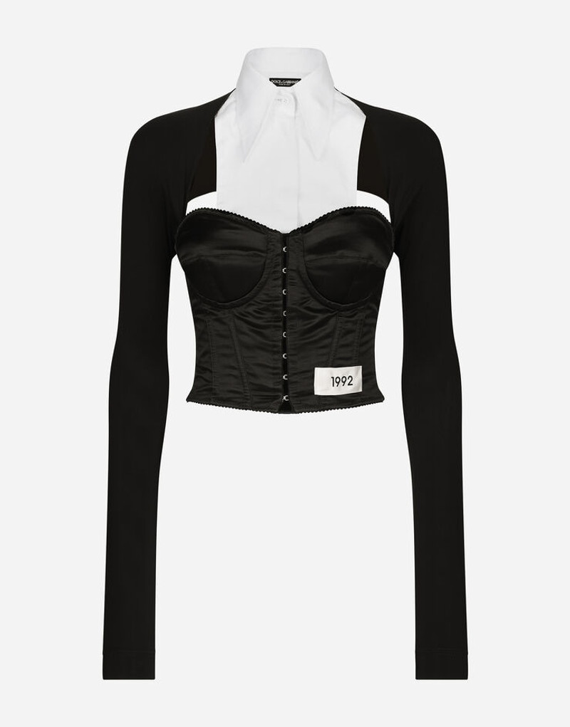Jersey, satin and poplin corset top - 1