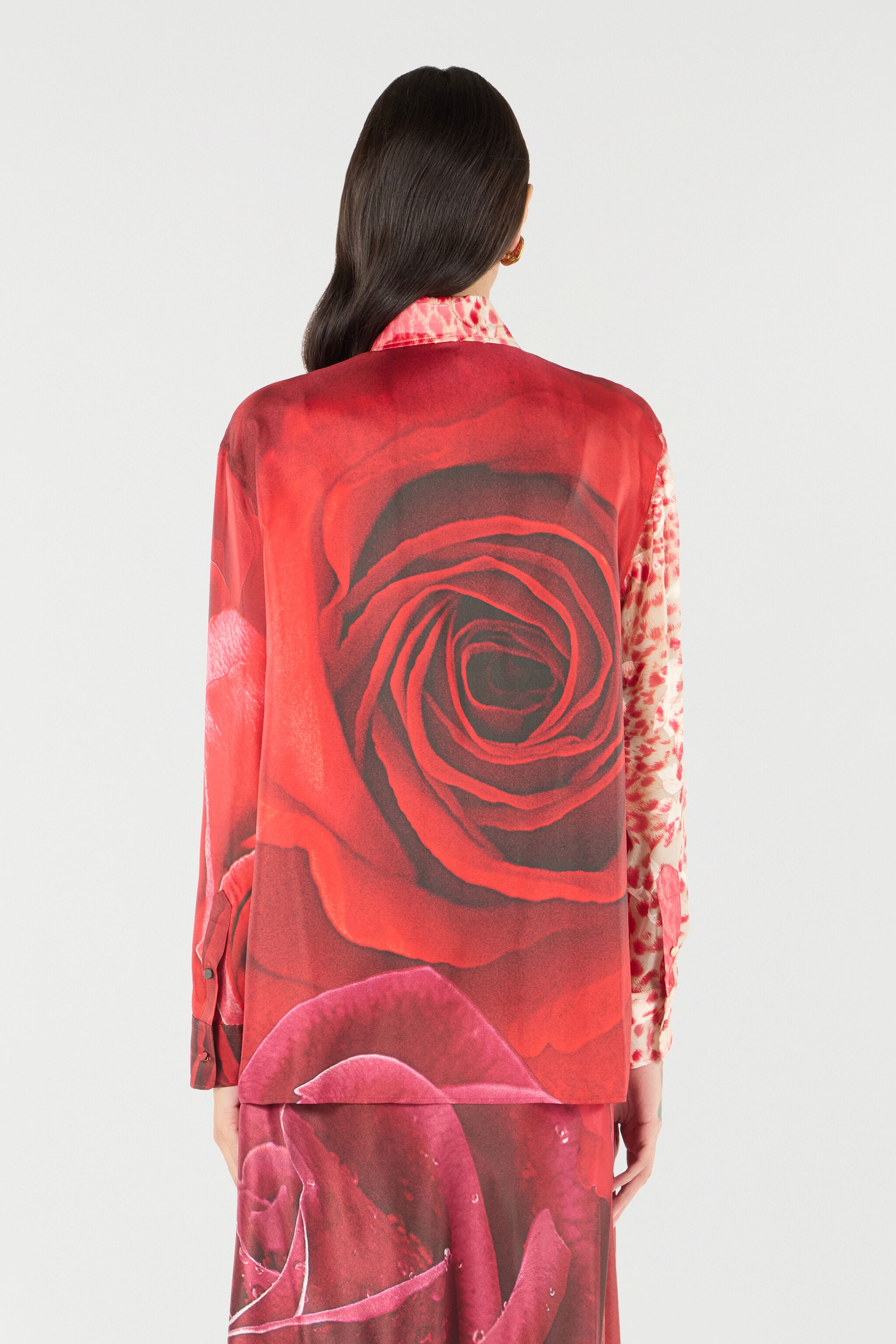 Shirt With Jaguar Skin And Rose Print - 4