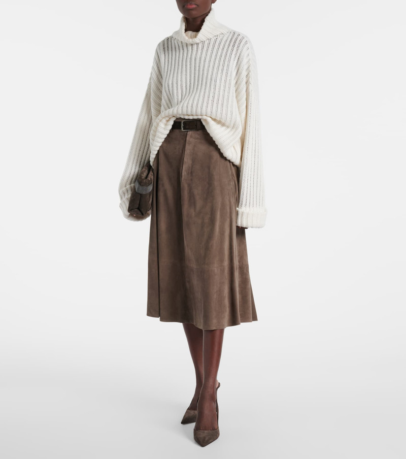 Brunello Cucinelli Monili suede slingback pumps outlook