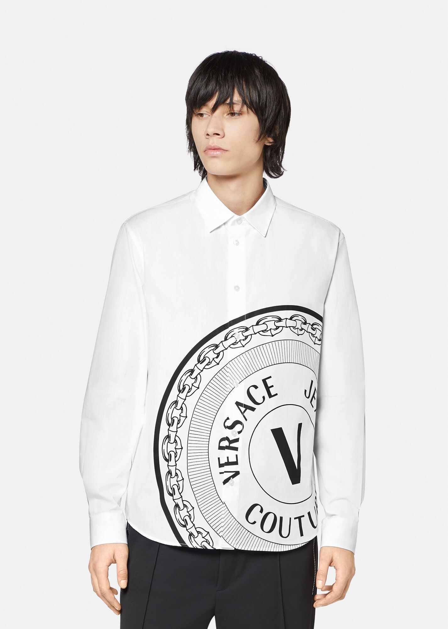 V-Emblem Motif Shirt - 2