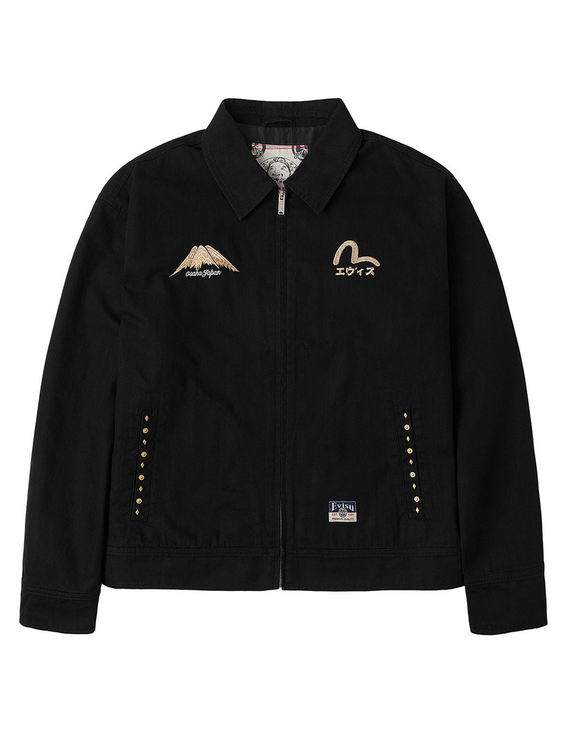 EVISU Lion Dance and Mountain Embroidery Regular Fit Worker Jacket outlook