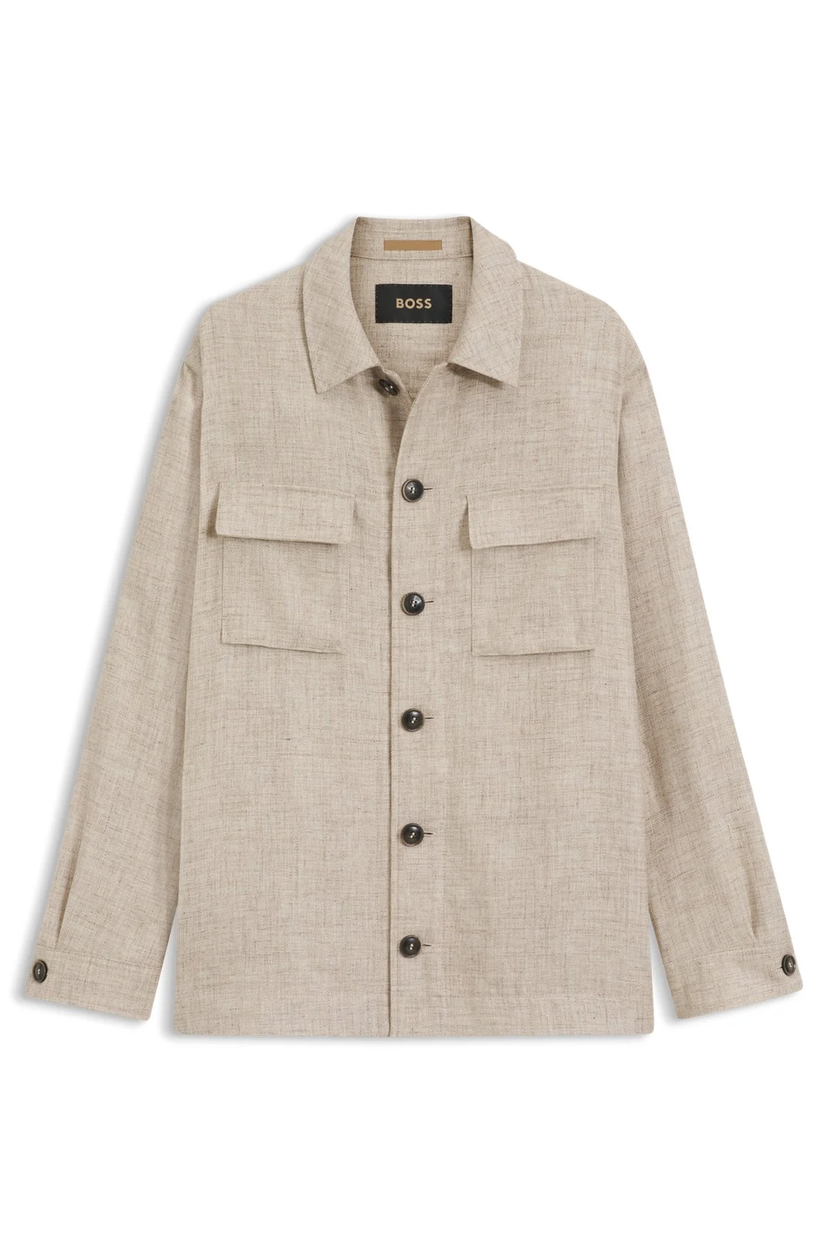 REGULAR-FIT OVERSHIRT IN VIRGIN WOOL, SILK AND LINEN - 1