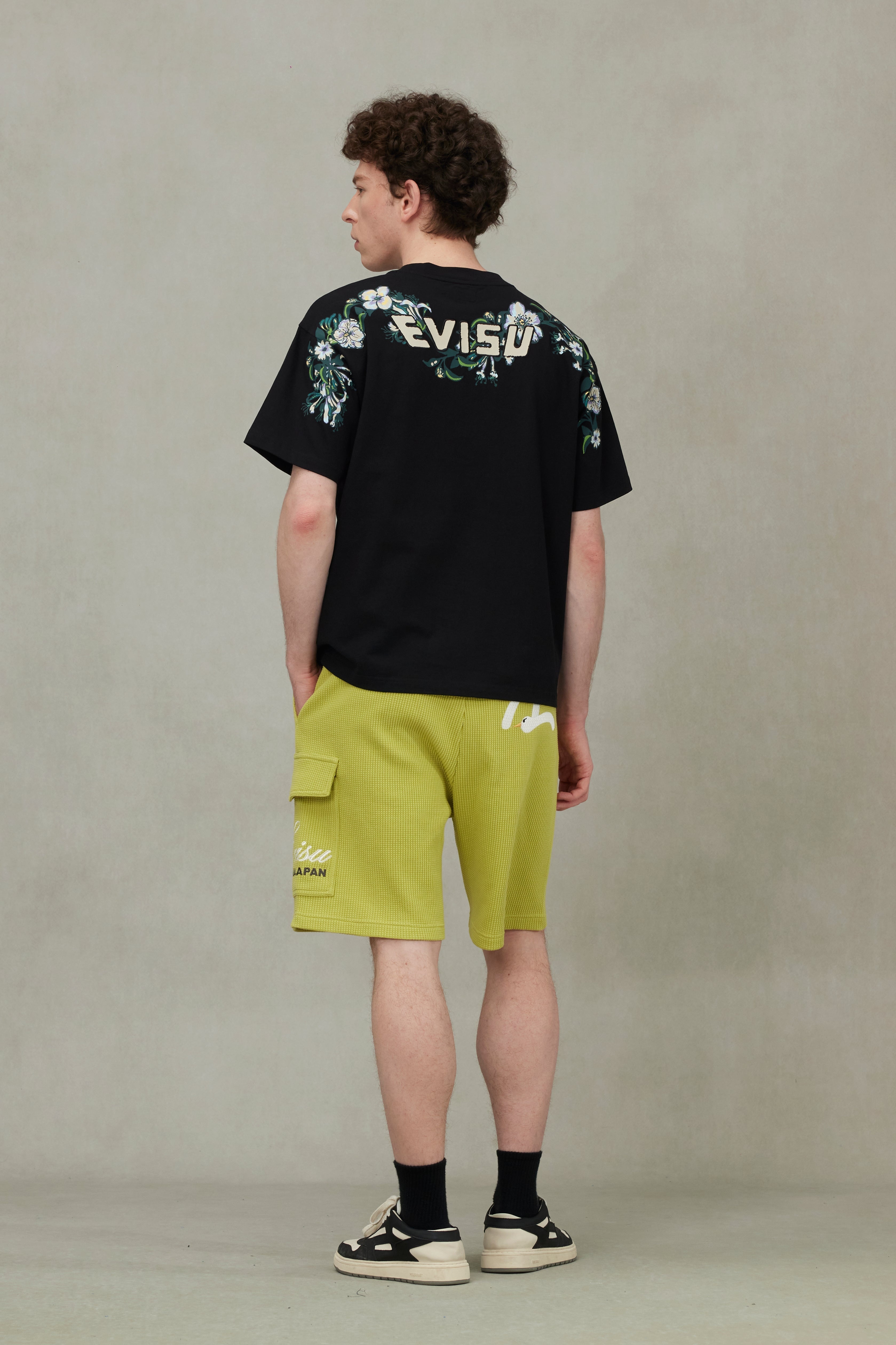Floral Daicock and Logo Embroidery Loose Fit T-Shirt - 4