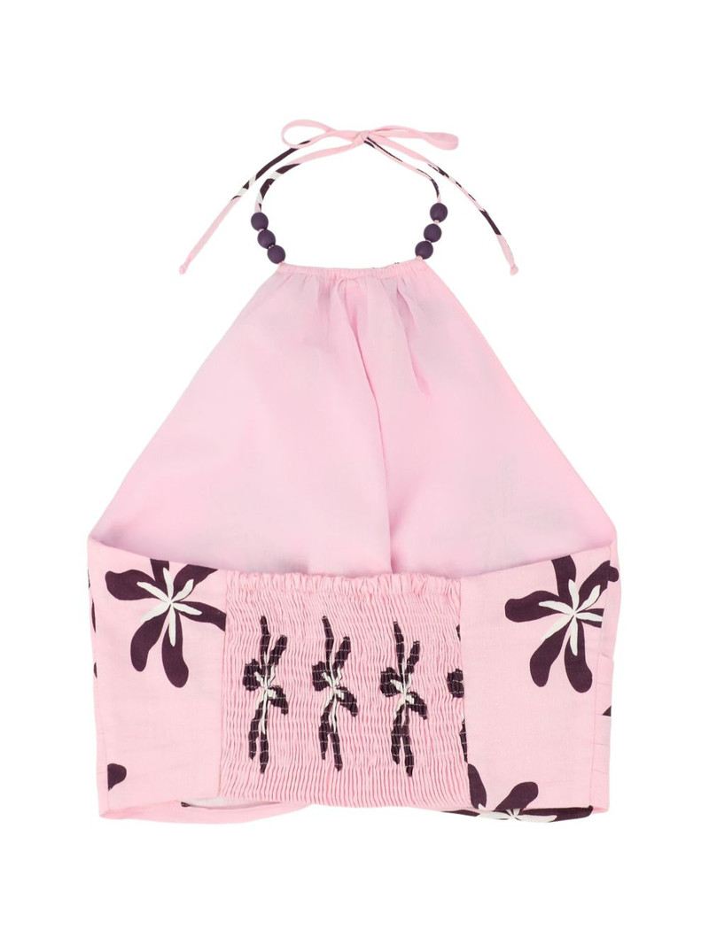 CALA de la CRUZ floral-print halterneck top outlook