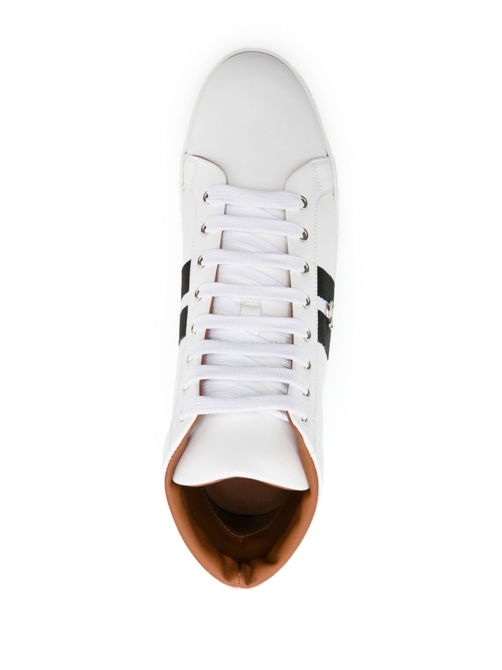 skull-charm leather sneakers - 4