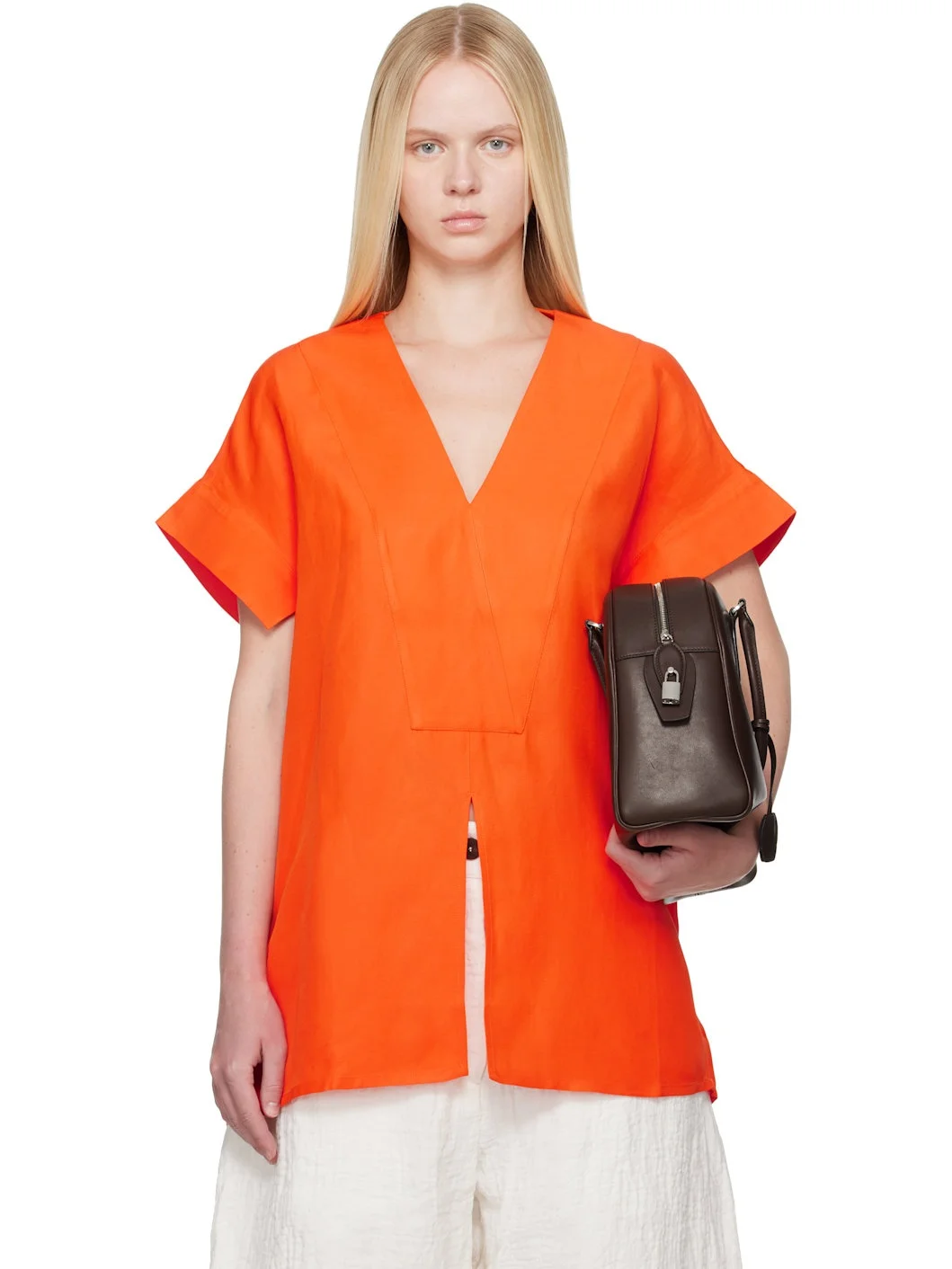 Orange Circe Linen Top - 1