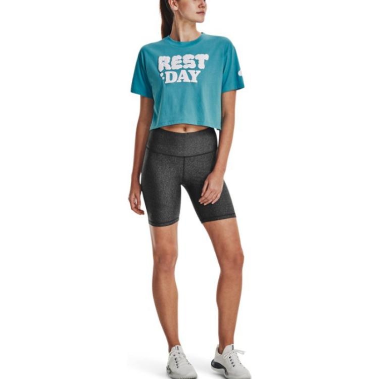 (WMNS) Under Armour Rest Day Crop T-shirt 'Teal' 1376747-433 - 3