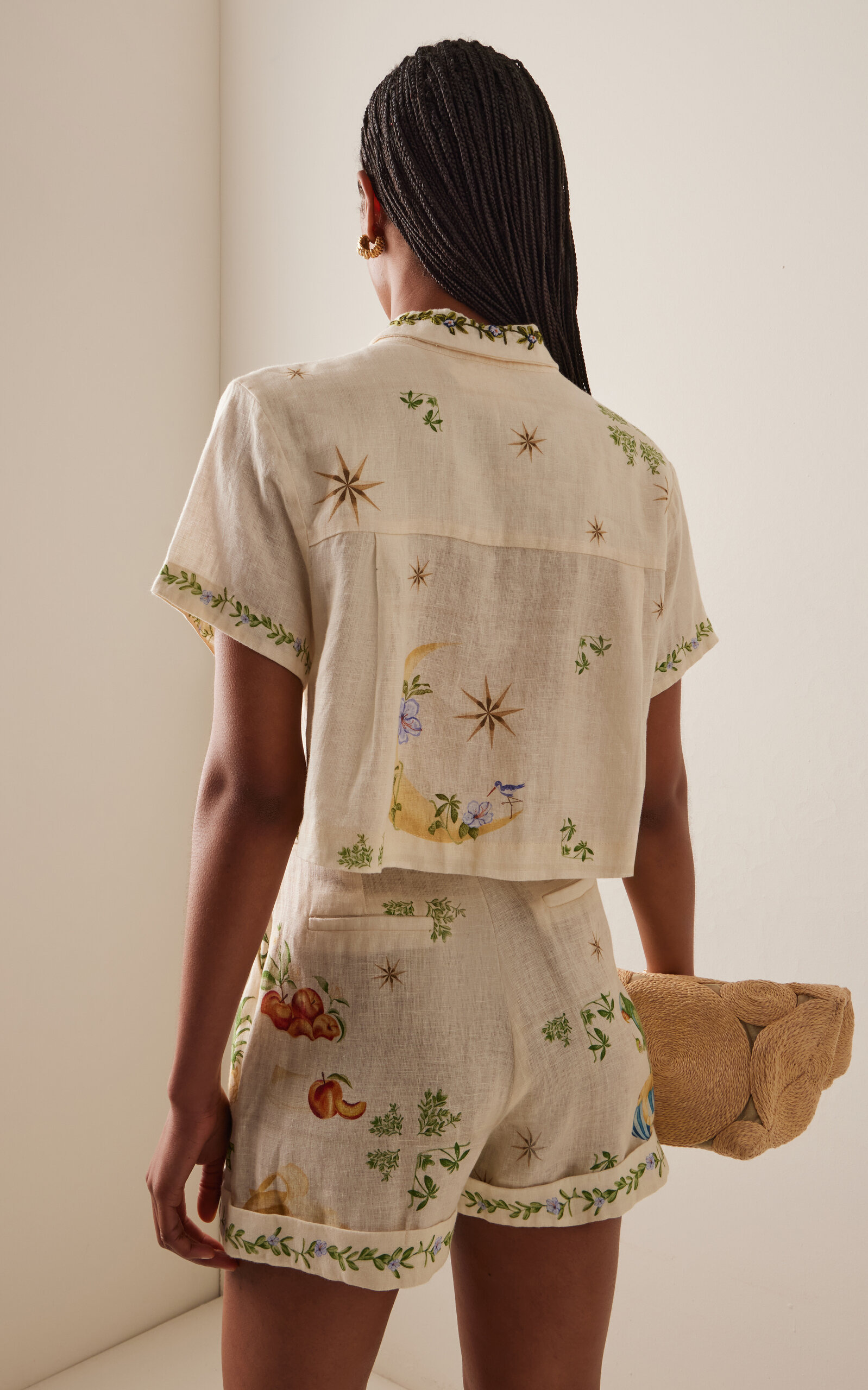 Virtuosa Embroidered Linen Blouse neutral - 4