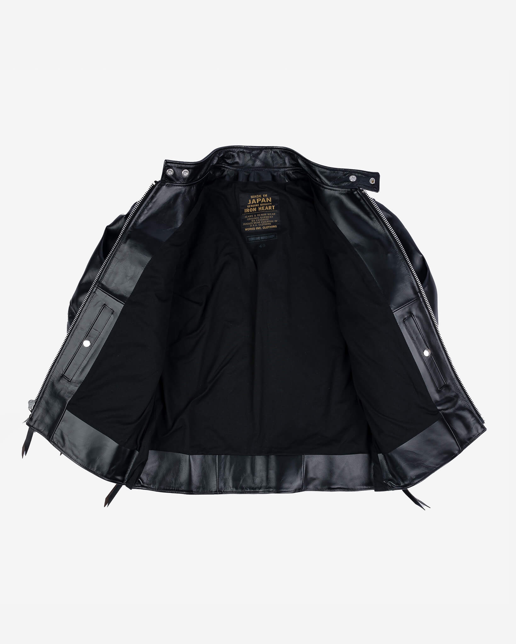 IHJ-35-BLK Japanese Horsehide Rider’s Jacket - Black (Tea-Core Dyed) - 6