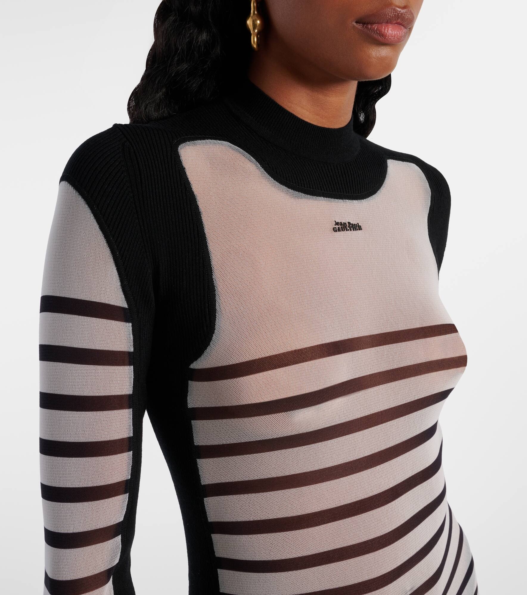 Mariniere striped semi-sheer mesh maxi dress - 4