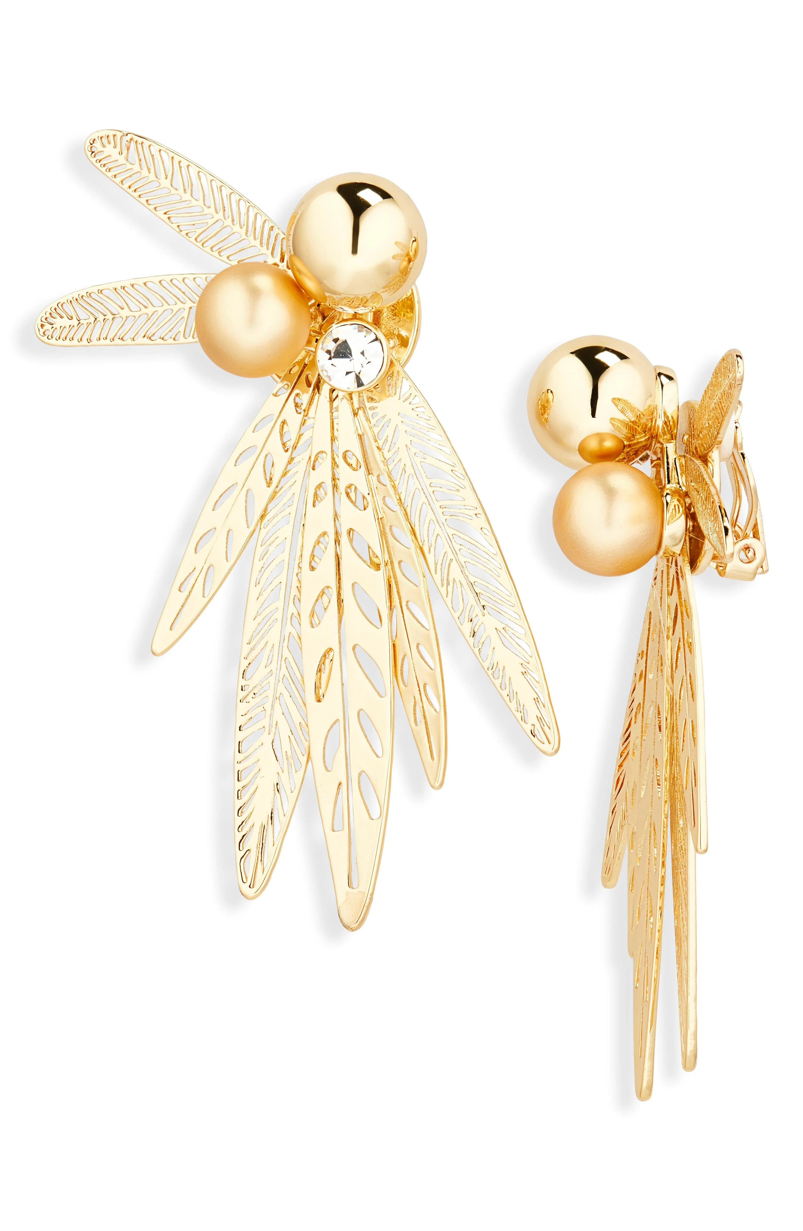 Carolina Herrera Olive Leaf Clip-On Earrings in Gold at Nordstrom - 1