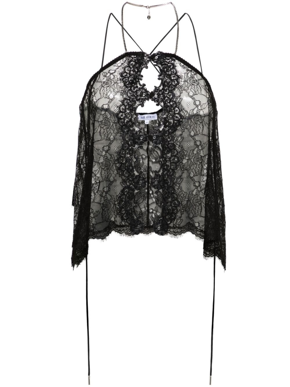 halterneck sheer lace top - 1