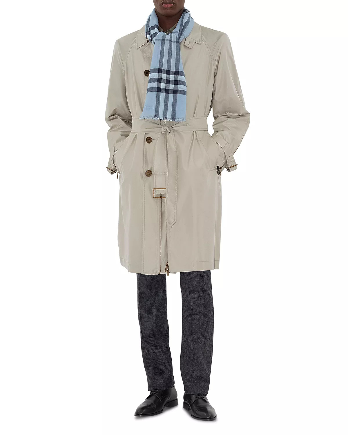 Wide Check Lightweight Wool Scarf - 6