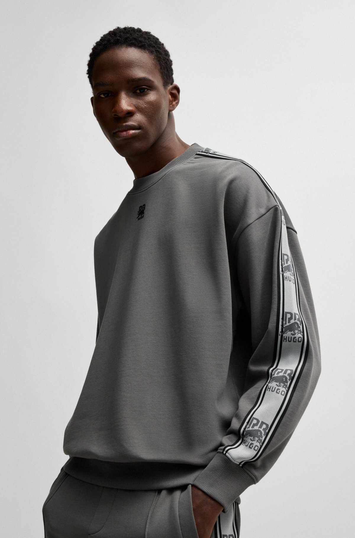 HUGO X RB COTTON-TERRY SWEATSHIRT WITH BRANDED TAPE - 3