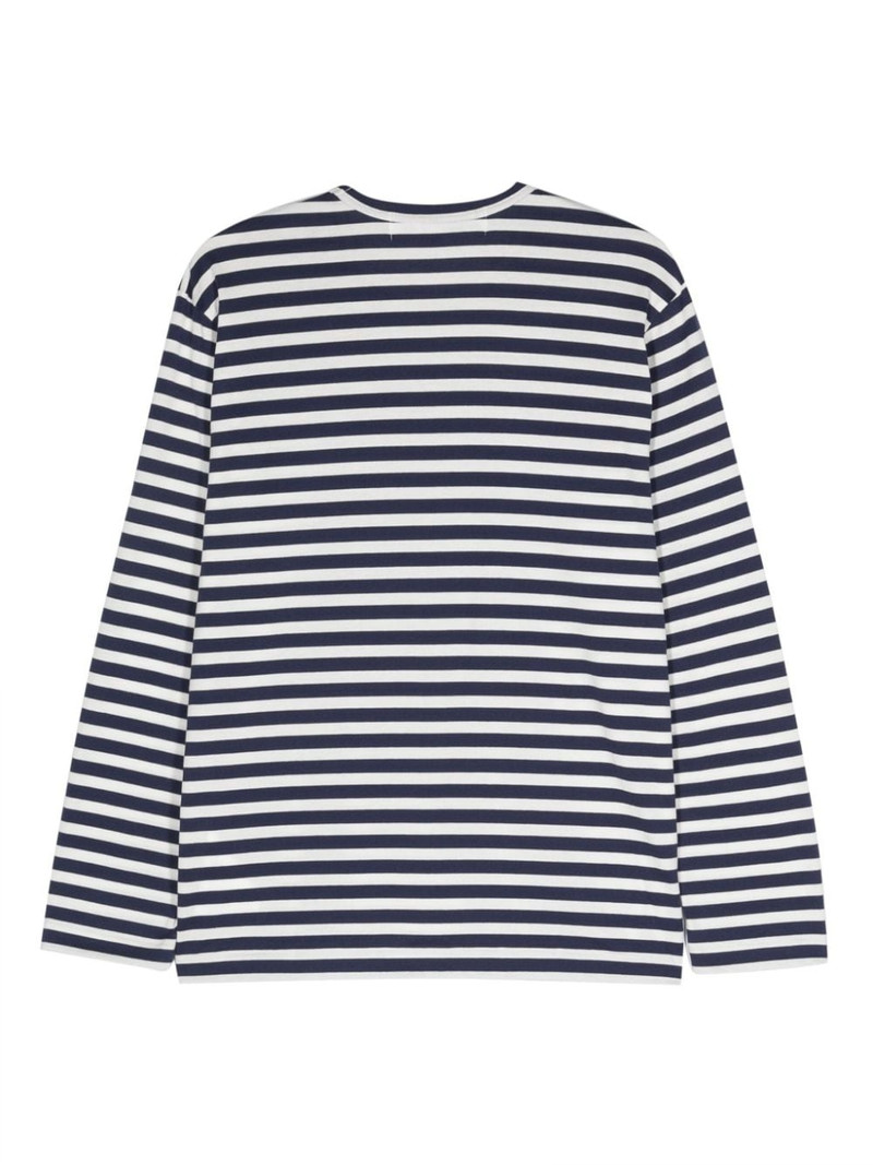 Comme des Garçons PLAY appliqué-logo striped T-shirt outlook