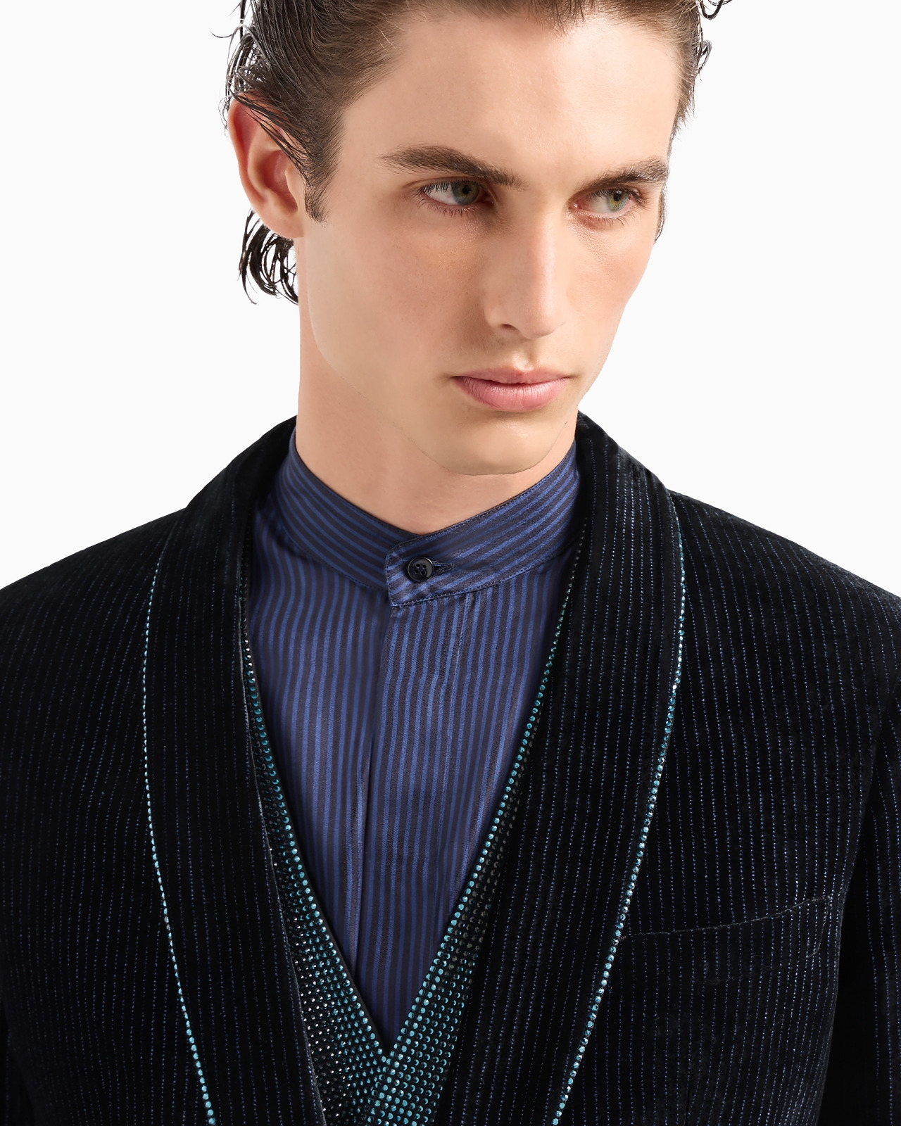 Soho line single-breasted tuxedo jacket in rhinestone-embroidered velvet - 5
