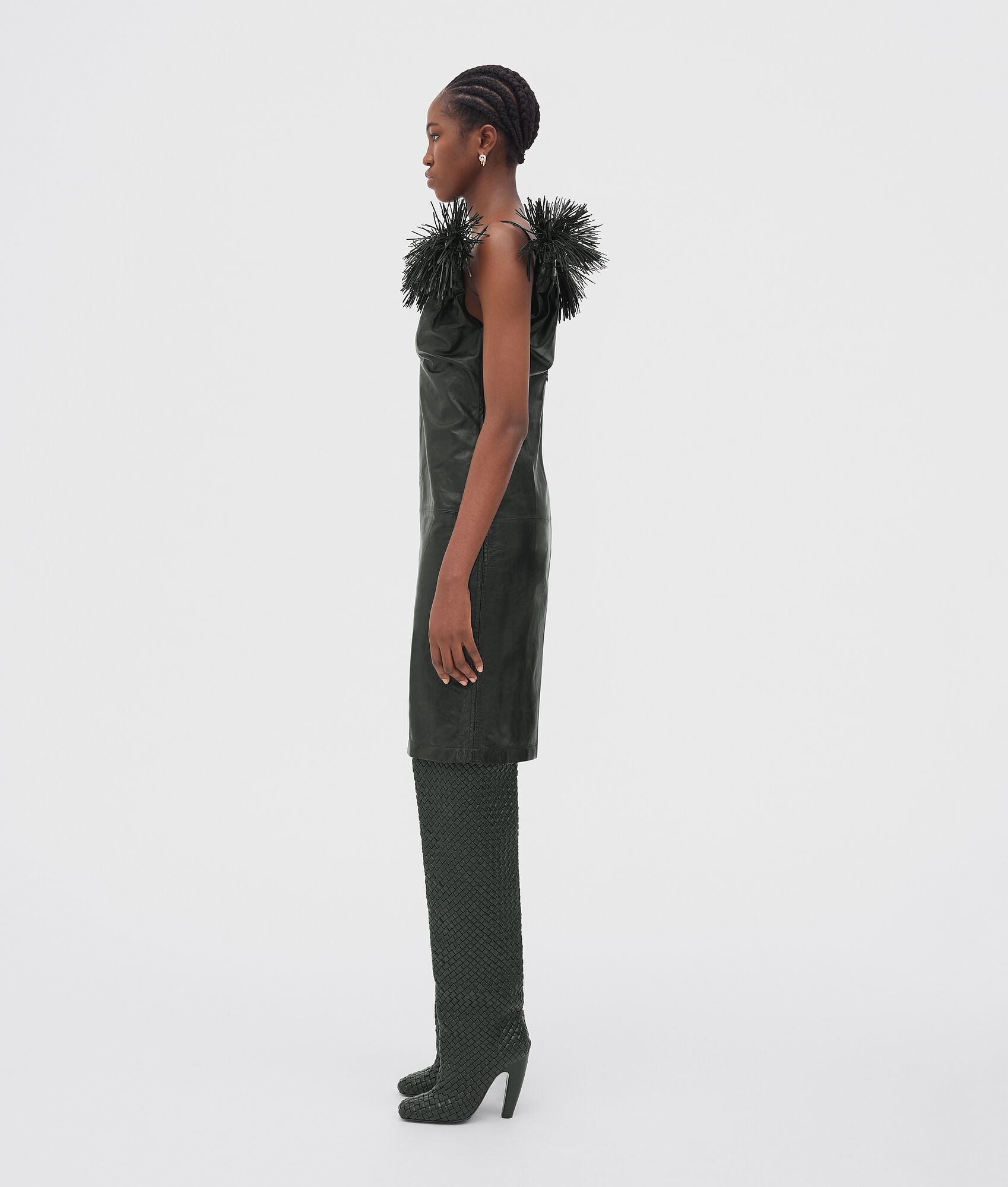 shiny leather tassel dress - 2