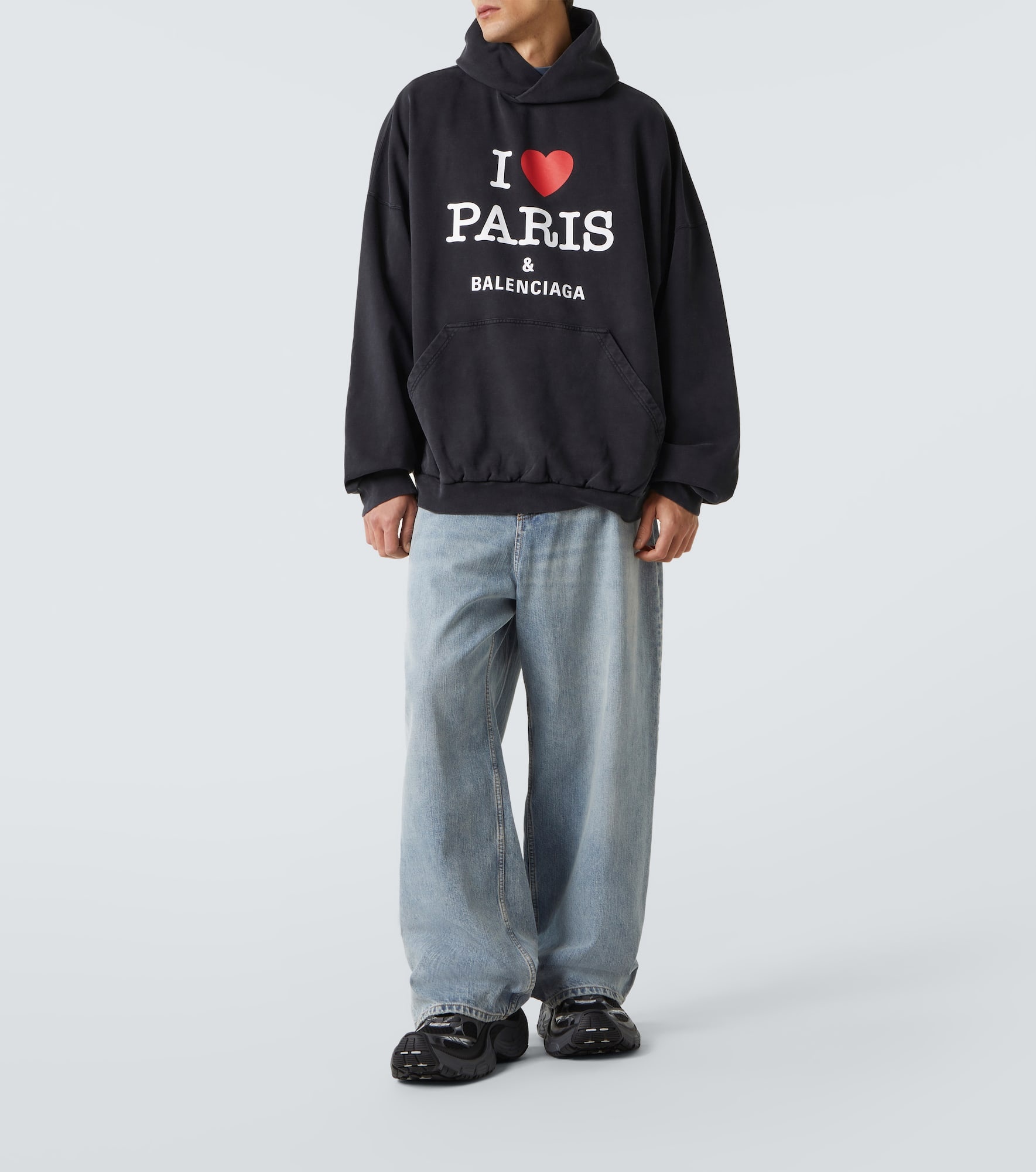 I Love Paris faded cotton hoodie - 2