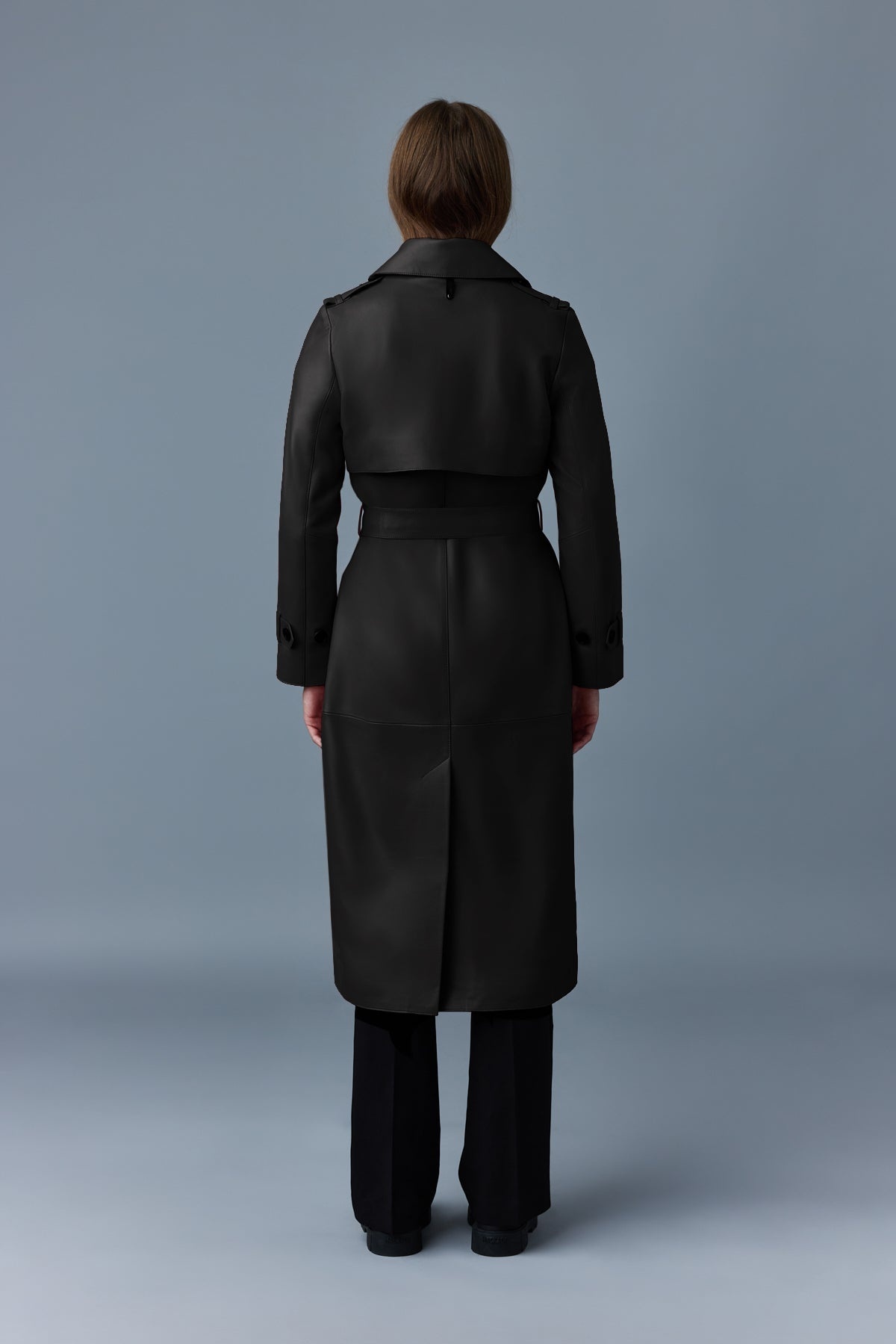 GAEL (R) Leather trench coat with belt - 4