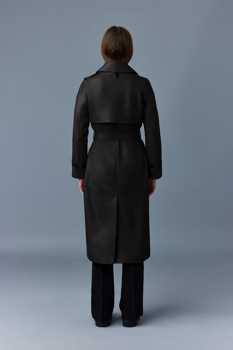 GAEL (R) Leather trench coat with belt 4