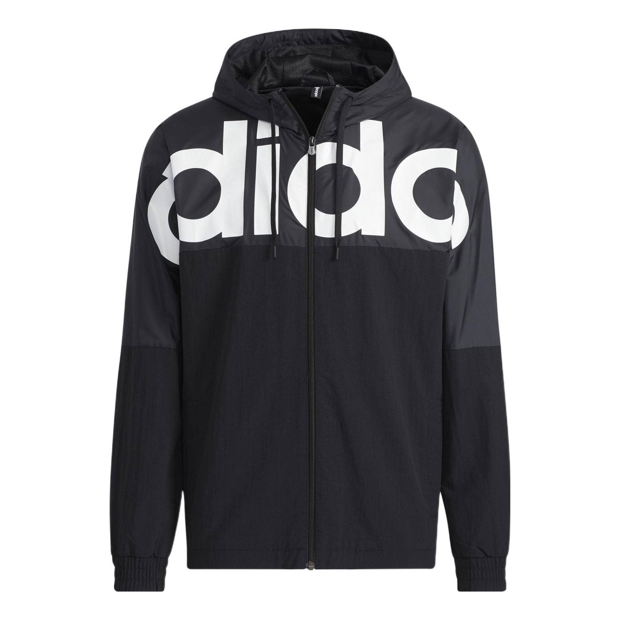 adidas Large Logo Contrast Color Stitching Athleisure Casual Sports Hooded Jacket Black HD4700 - 1