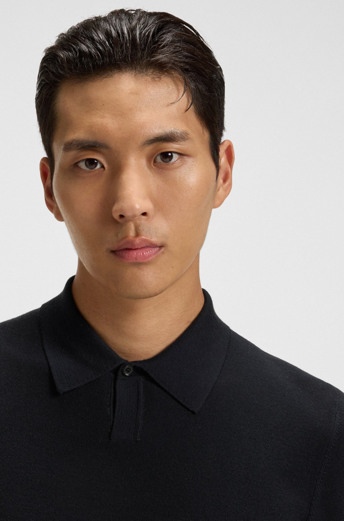 KNIT POLO IN MERINO WOOL WITH NATURAL STRETCH - 3