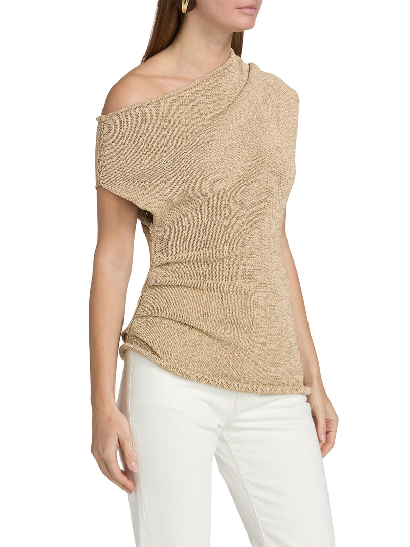 Women's Joni Asymmetric Knit Off-Shoulder Sweater - Light Brown 4