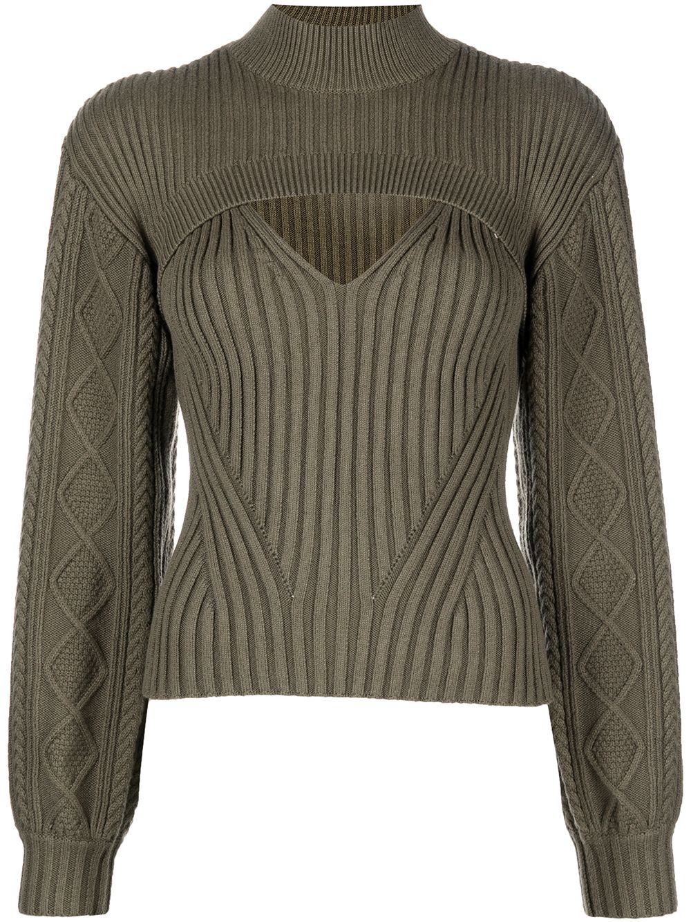 ribbed-knit cut-out jumper - 1