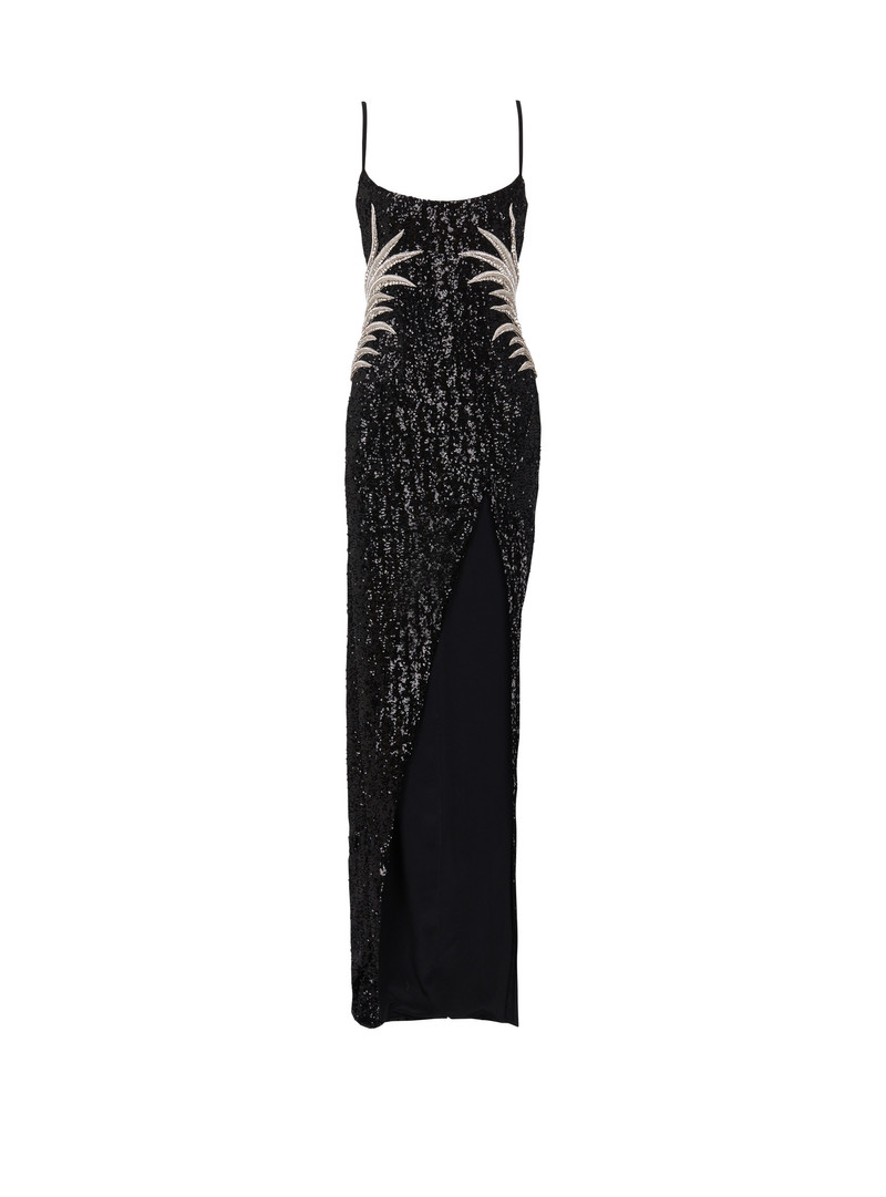 Balmain Long sequin palm tree dress - DF1RN117PC41EAW | REVERSIBLE