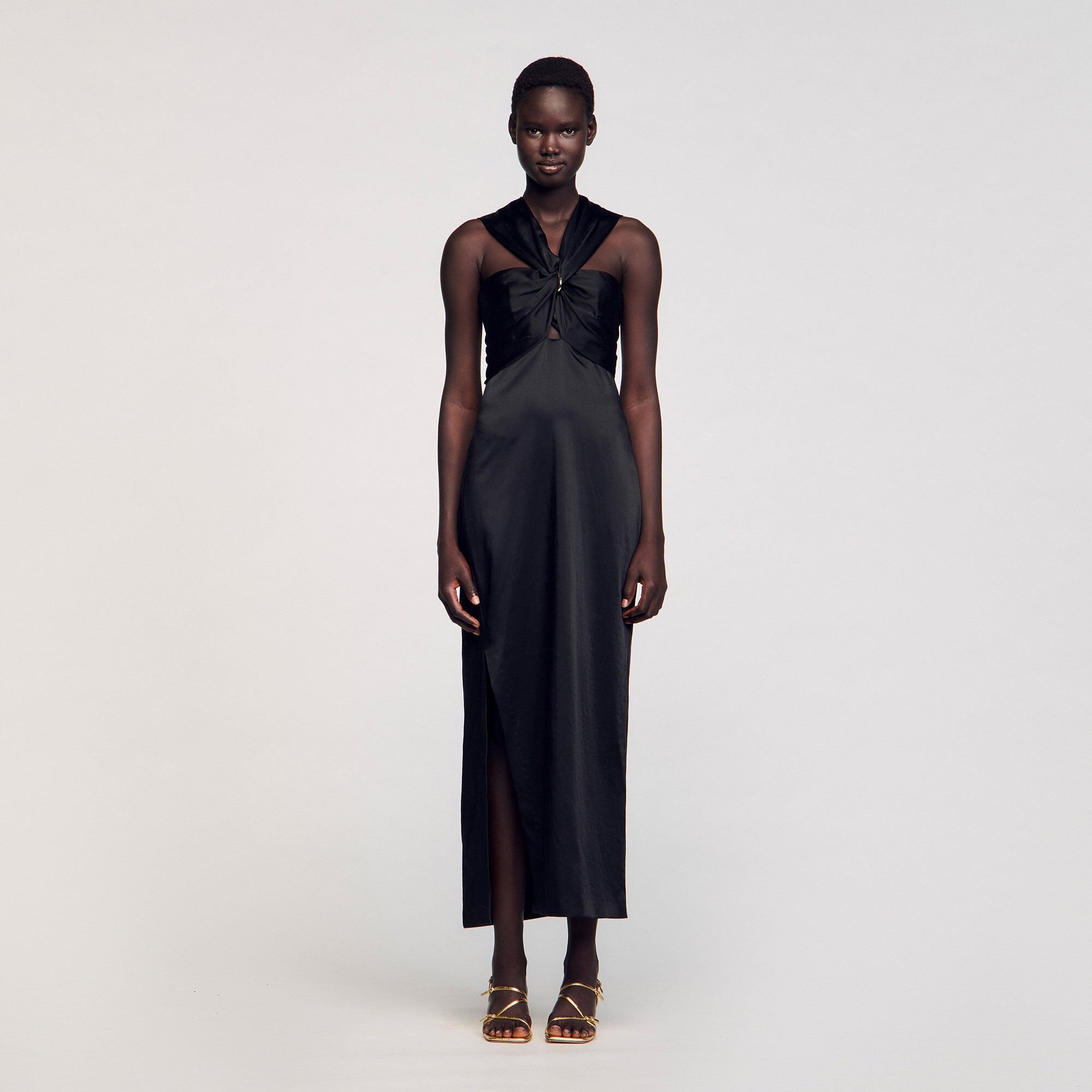 SLIT SATIN-EFFECT MAXI DRESS - 2