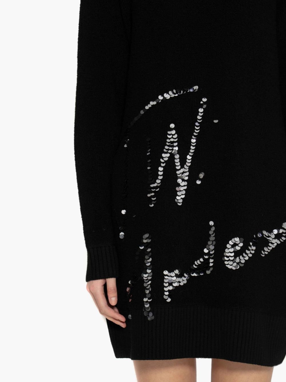 LONG SLEEVE SEQUINS LOGO MINI DRESS - 5