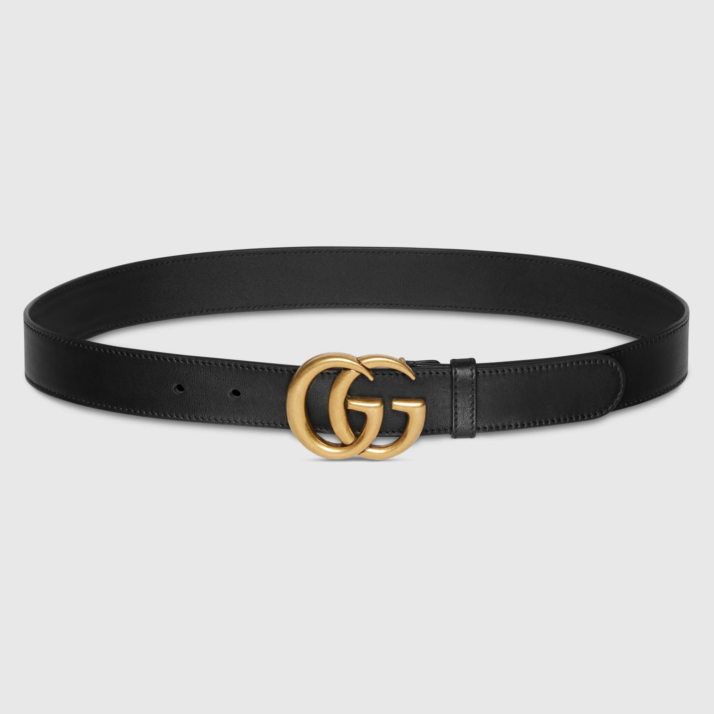 Leather belt with Double G buckle - 1