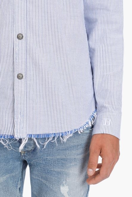 White cotton shirt with blue pinstripes - 6