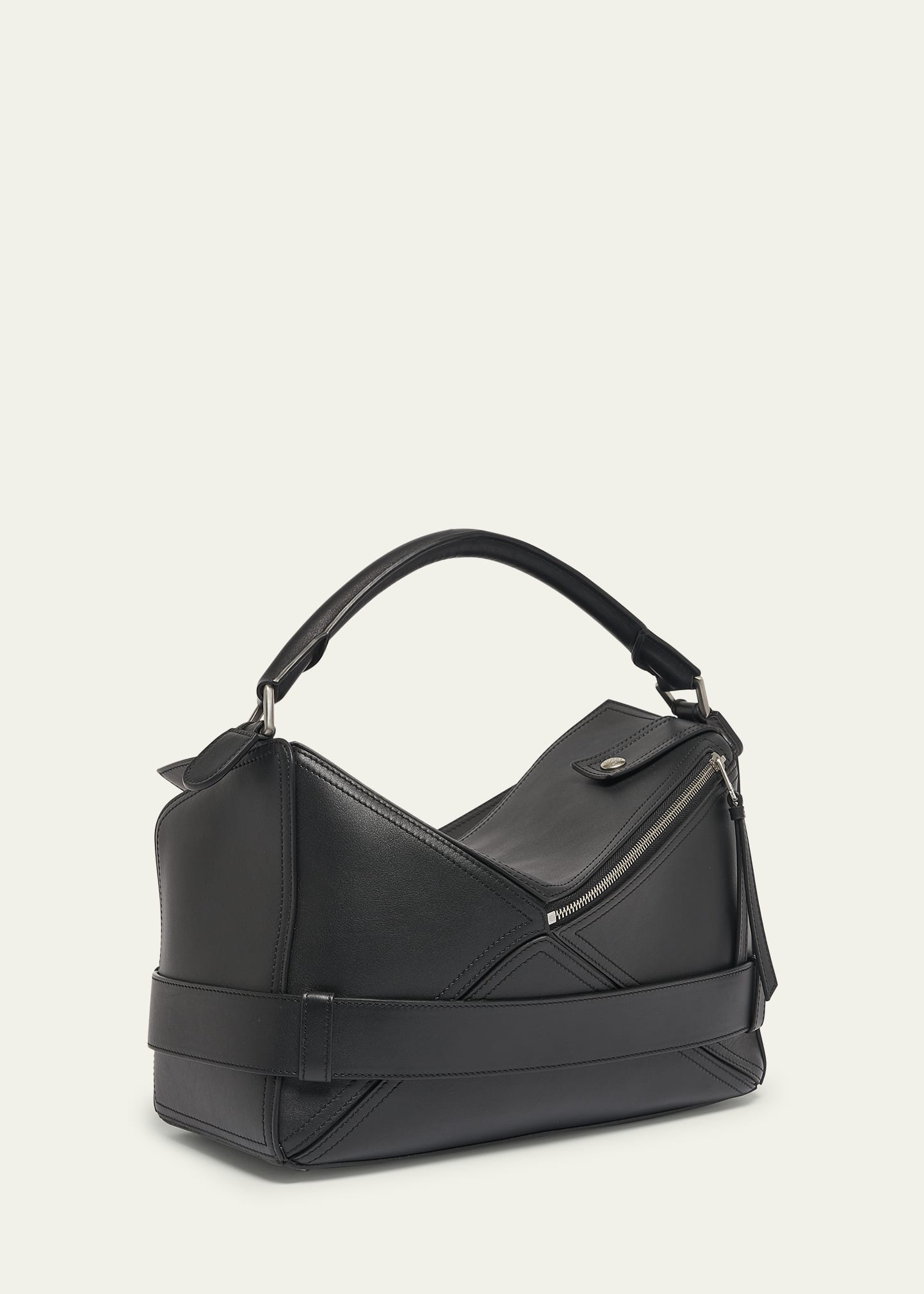 Men's Large Leather Biker Puzzle Shoulder Bag - 3