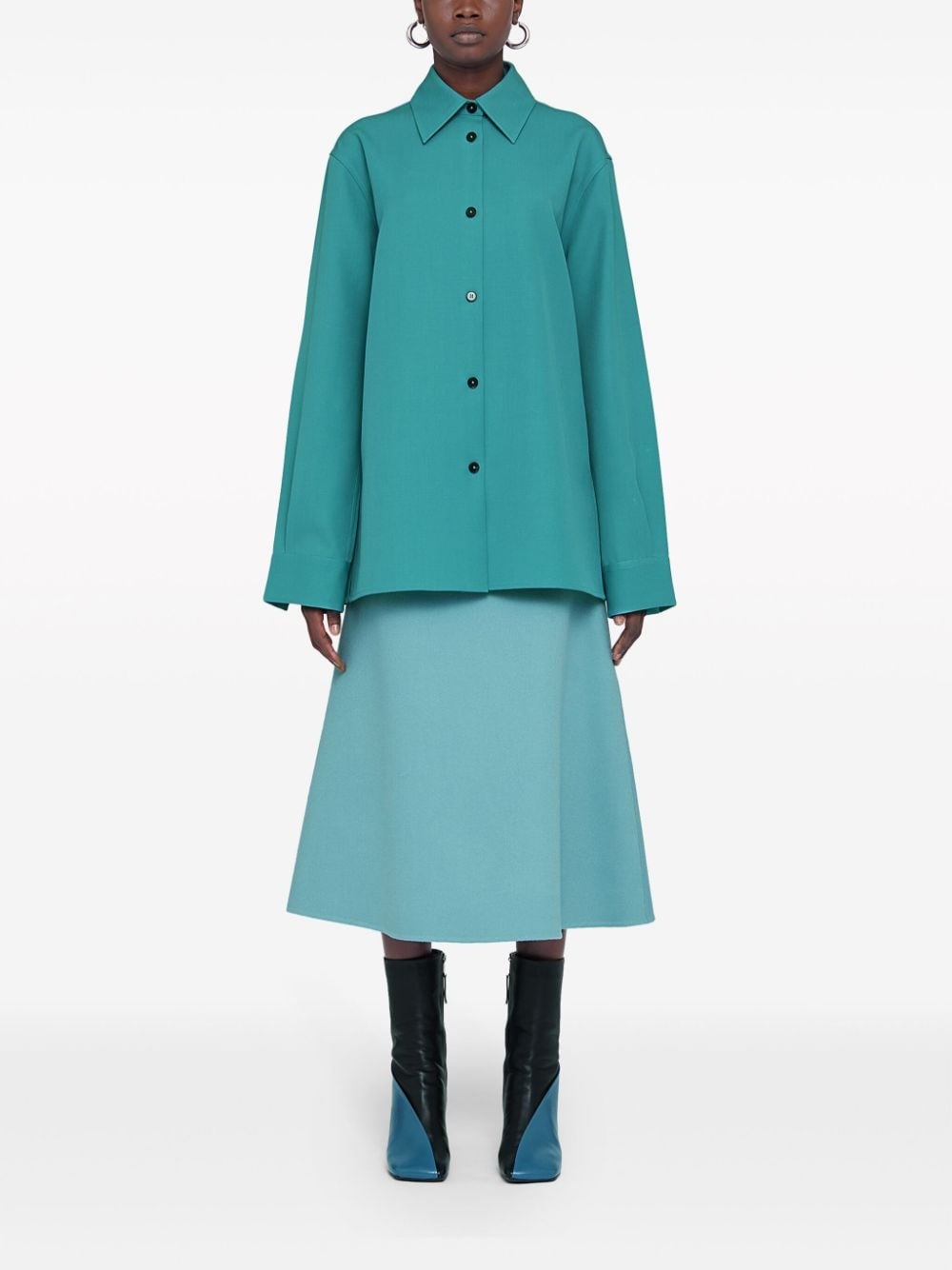 pointed-collar wool shirt - 2