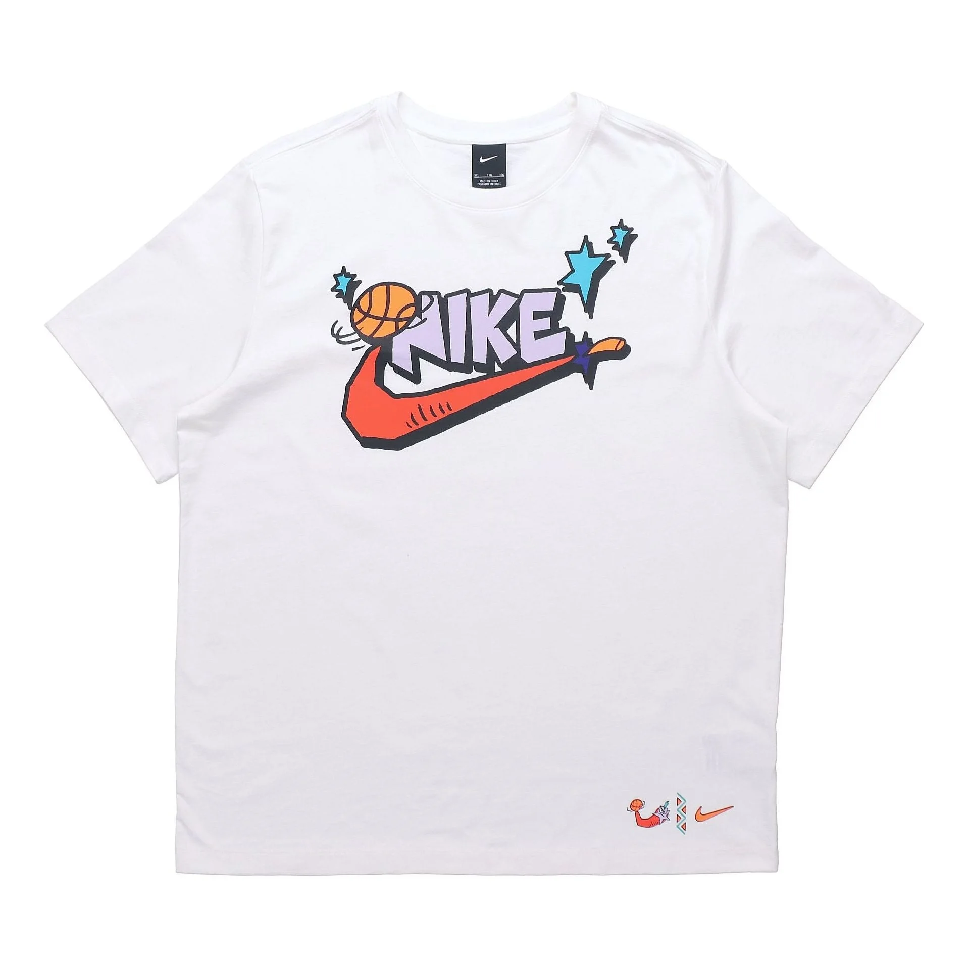 Nike Basketball Logo Alphabet Printing Round Neck Pullover Short Sleeve White DD9373-100 - 1