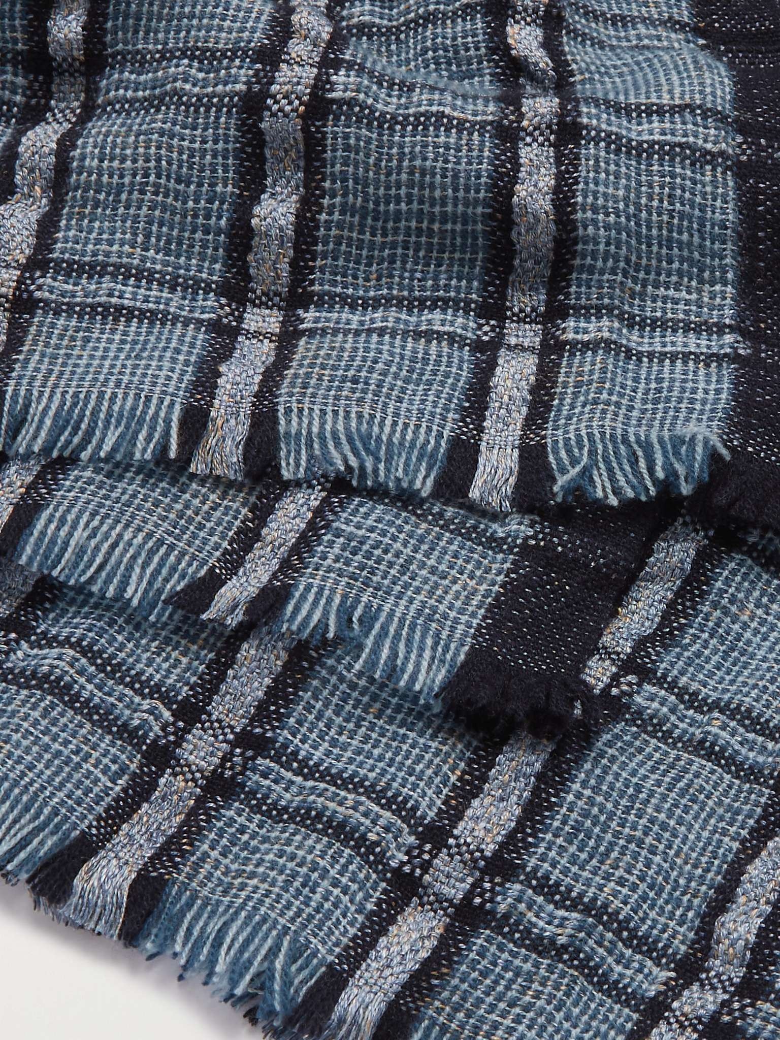 Checked Linen and Cashmere-Blend Tweed Scarf - 3