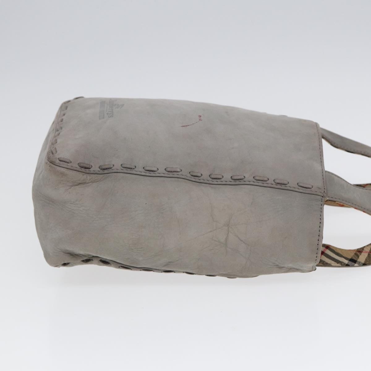 Burberry Hand Bag Leather Gray Silver - 3
