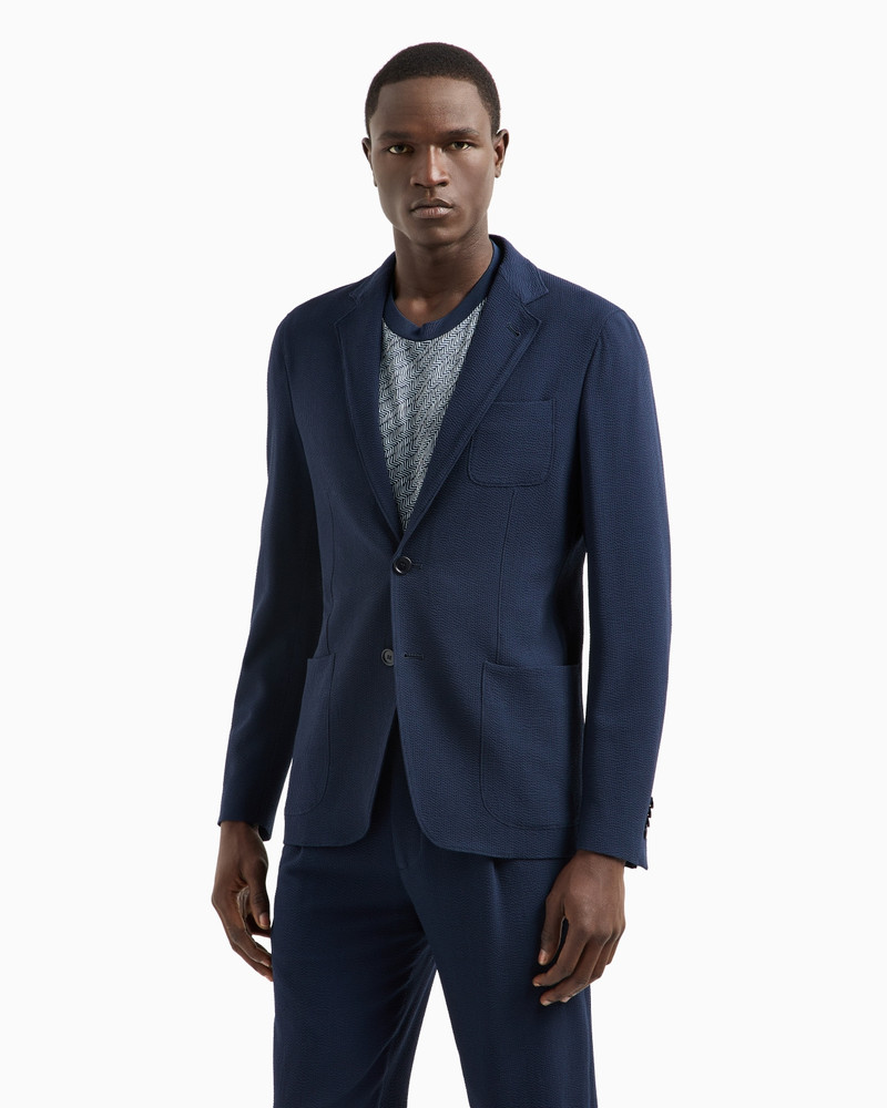 GIORGIO ARMANI UPTON LINE SINGLE-BREASTED JACKET IN SEERSUCKER VIRGIN WOOL outlook